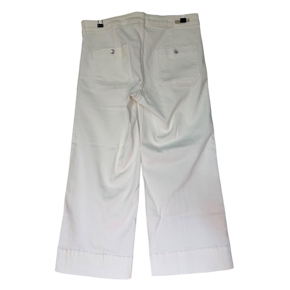 Pilcro and the Letterpress White Wide Leg Crop Jeans Patch Pocket Womens 31 EUC - Picture 2 of 7